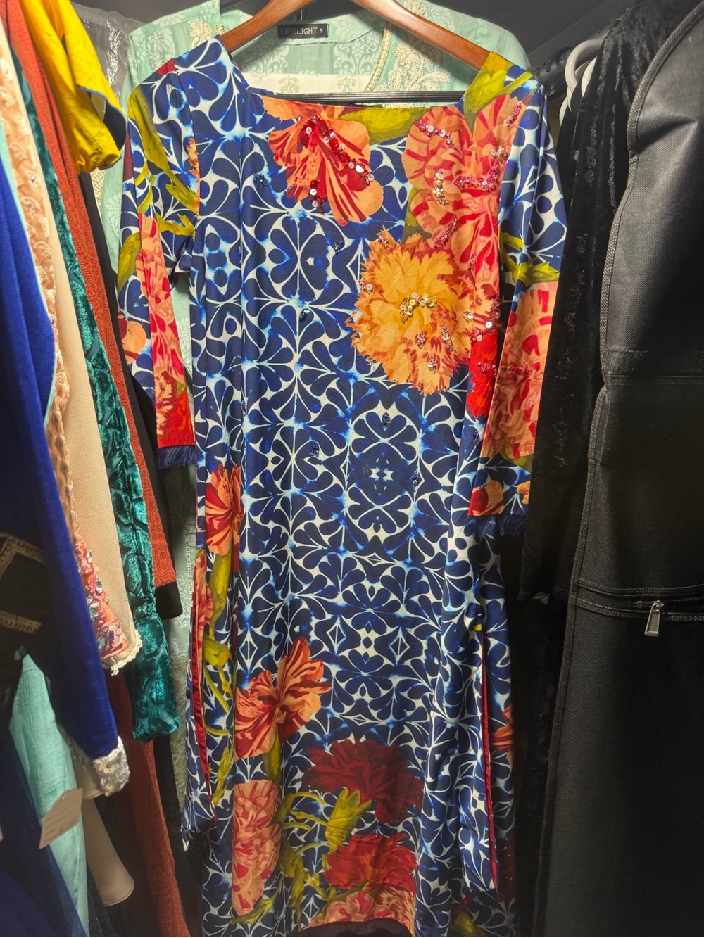Vibrant Blue Floral Asymmetrical Dress by